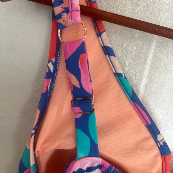 Raisins Floral One Piece Swimsuit Top - Pink and Blue - Picture 6 of 8